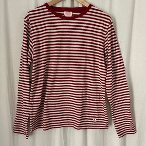 Armor Lux Red and White Striped Long Sleeve Tee